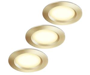 HCFEI Juego de 3 focos empotrables de 12 V, ultra plano, 3 W, hueco de agujero de 55 mm, con cable de 2 m, foco de techo IP44, para armarios con espejo, vitrinas, muebles y armarios (oro 3000 K)