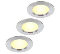 HCFEI Juego de 3 focos empotrables para muebles, 12 V, ultraplano, 3 W, LED, 55 mm, corte con cable de 2 m, IP44, foco de techo para espejos con armario, vitrinas, muebles y armarios (cromado 3000 K)