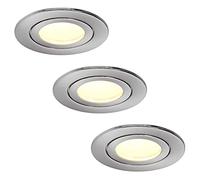 HCFEI Juego de 3 focos LED empotrables (redondos, planos, 5 W, intensidad regulable, luz blanca cálida, 3000 K, 230 V, IP44, apto para baño, cocina, sauna, exterior, ángulo de haz de 120°)