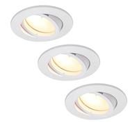 HCFEI Juego de 3 focos LED empotrables, regulables, color blanco, orientables, 3 W, plano, 230 V, foco empotrable, orificio de 68-75 mm (blanco cálido 3000 K)