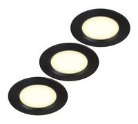 HCFEI Juego de 3 luces para muebles LED empotradas ultraplanas de 12 V y 3 W con orificio de 55 mm con cable de 2 m, IP44, foco de techo para armarios con espejo, vitrinas, muebles y armarios (negro