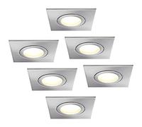 HCFEI Juego de 6 focos LED empotrables de 5 W, intensidad regulable, plano, cuadrado, IP44, para baño, 230 V, foco exterior, blanco cálido, 3000 K