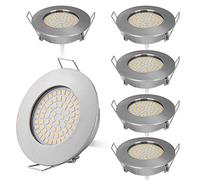 HCFEI Juego de 6 focos LED empotrables de diseño plano, 230 V, solo 28 mm, profundidad de montaje plano, 3,5 W, 400 lúmenes, acero inoxidable cepillado, orificio de 65-68 mm (blanco neutro 4000 K)