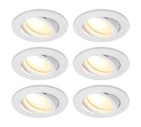 HCFEI Juego de 6 Lámparas LED Empotrables, Iluminacion LED, Regulables, Color Blanco Mate, Orientables, 5 W, Plano, 230 V, Foco Empotrable de 68 mm, Blanco Cálido 3000 K, Ángulo de Haz de 120°