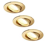 HCFEI - Lote de 3 focos LED empotrables, totalmente orientable, dorado con bombilla GU10, módulo 220 V, 5 W, regulable, blanco cálido, taladrado 68 mm