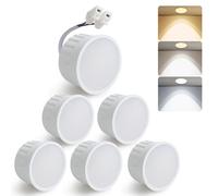 HCFEI Módulo LED ultraplano ø50x24mm para focos empotrables, 5W 450lm 110° 230V, luz blanca cálida, natural o fría, reemplaza a GU10 MR16, sin parpadeos, IP44 resistente al agua (paquete de 6 unidades