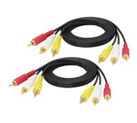 HCFeng Cable de audio con 3 conectores RCA macho a 3 RCA macho, adaptador de cable de audio estéreo en Y compatible con TV, smartphones, DVD, MP3, tabletas, altavoces [1,5 m/4,9 pies-2 paquetes/3R-3R]
