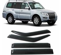 HCGLED 4 Piezas Auto Deflectores Cortavientos para Mitsubishi Pajero Montero V97 2007-2013 2014 2015, Delantera Trasera Protector Humo Lluvia Visera Deflector, Auto Accesorios
