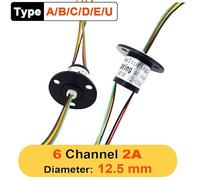 HCGX Anillo colector eléctrico de cardán sin escobillas Conductor, microanillo 6 Canales, 2A, 12,5mm(6ch-C Dia.12.5mm)