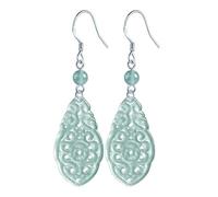 HCGX Pendientes De Piedra Verde Azul Jade Plata 925 Chapados En for Mujer Disco Calado