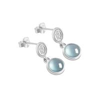 HCGX Pendientes de piedra verde azul jade plata 925 for mujer Stud