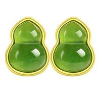 HCGX Pendientes de piedra verde jade plata 925 for mujer calabaza