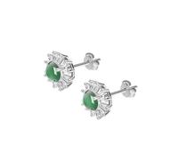 HCGX Pendientes de piedra verde jade plata 925 for mujer girasol