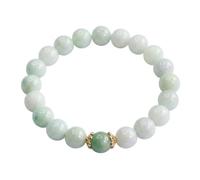 HCGX Pulsera de jade real for mujer - Brazalete grado A Myanmar con acento hebilla paz, pulsera elástica cuentas Energy Fengshui, verde degradado 8 mm