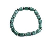 HCGX Pulsera de jade real for mujer, tipo A, jadeíta agua azul, pulsera elástica con cuentas barril Lu Tong for el éxito profesional, suerte Fengshui, 7 mm