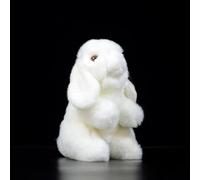 HCGX Simulación Squat Lop Ear Rabbit Doll White Bunny Soft Animal Plush Gift