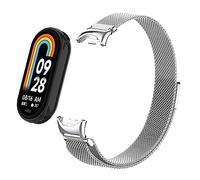 HchenH Correa Compatible con Xiaomi Mi Band 8, Metal Pulsera de Repuesto Metal de Acero Inoxidable para Correas Xiaomi Mi Band 8 - Plata