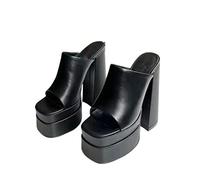 HCHGJKN Tacones Altos Plus Size High Heel Baotou Sandals Spring and Summer Sexy Slippers Women's High Heels(Schwarz,43 EU)