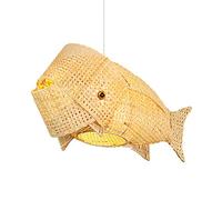 HCIPJQY Lámpara Colgante De Mimbre con Pantalla En Forma De Pez Araña De Bambú De Personalidad Creativa Luz LED Lámpara Colgante Tejida para Restaurante (sin Bombilla) Luz Colgante para Comedor