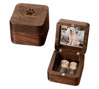 HCLRIU Caja de Madera y Frasco Personalizados con Foto para Almacenar Pelo/Dientes/Uñas/Cenizas, Mini Urna Mascotas de Recuerdo para Amantes de Los Perros, Regalo Compasión Pérdida Mascota (Estilo 1)