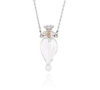 HCMA 1 pieza de vidrio con forma de frasco de corazón, collar con colgante de cremación, soporte de caja de ceniza, collar de recuerdo, joyería conmemorativa, collar de urna para ceniza