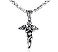 HCMA Ángel Cupido oración Titanio Acero Hombres Collares Colgantes Cadena religión para Novio Hip Hop Fiesta joyería Creatividad Regalo