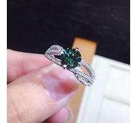 HCMA Anillo Ajustable de Piedras Preciosas Moissanit Verde Azul Creado de Lujo de Tejido de Doble Capa para Mujer, joyería Fina, Regalo de Boda