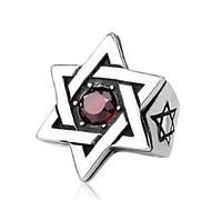 HCMA Anillo de Acero Inoxidable con Estrella de David para Hombre