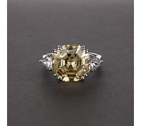 HCMA Anillo de Compromiso de Boda de Piedras Preciosas de Moissanite Aqumarine Creado con Corte Asscher de Plata de Ley 925, Regalo de joyería