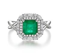 HCMA Anillo de joyería Fina de Compromiso de Boda de Piedras Preciosas de Moissanite con Corte Asscher de Plata de Ley 925 Vintage para Regalo de Mujer