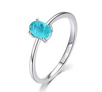 HCMA Anillo de turmalina Paraiba con Forma de Huevo de Plata de Ley 925, Anillos de Compromiso para Dedo para Mujer, Regalo de joyería