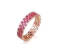 HCMA Anillos de Promesa de Dedo de Plata de Ley 925 con topacio Rosa de Lujo para Mujer, Banda de Boda Nupcial, joyería Fina, Regalo, Bagues Pour Femme