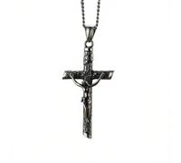 HCMA Antiguo crucifijo Cruz encantos collar colgante titanio acero Punk joyería para hombres hombre Jesús Rosario bautizo regalo