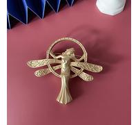 HCMA Broche de Perlas de aleación de Ángel de Color Dorado Mate Vintage Barroco Pin de Insignia nórdica para Abrigo, Traje, Camisa, Cuello, decoración, Regalos