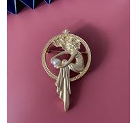 HCMA Broche de Perlas de aleación de Ángel de Color Dorado Mate Vintage Barroco Pin de Insignia nórdica para Abrigo, Traje, Camisa, Cuello, decoración, Regalos