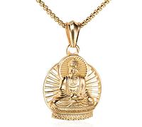 HCMA Budismo Buda Color Oro Plata Titanio Acero Hombres Collar Colgante Cadena para Novio Hombre joyería Creatividad Regalo