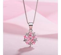HCMA Collar con Colgante de Flor de Cerezo de Cristal de circonita cúbica Transparente Rosa Delicado de Plata de Ley 925 para Regalos de cumpleaños de Navidad