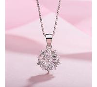 HCMA Collar con Colgante de Flor de Cerezo de Cristal de circonita cúbica Transparente Rosa Delicado de Plata de Ley 925 para Regalos de cumpleaños de Navidad