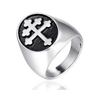 HCMA Cruz de Lorraine católica, Juana de Arco, Anillos de Acero de Titanio para Hombre, Amuleto para Hombre, Novio, joyería de Motorista, Regalo Creativo