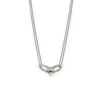 HCMA Exquisito Collar de Cerradura de Herradura de Plata 925 para Mujer, Gargantilla de Cadena de clavícula con Cuentas Minimalistas, Regalo de joyería de Fiesta de Moda