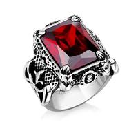 HCMA Genial Anillo de Garra de dragón con Piedra roja/Azul/Negra de Acero Inoxidable CZ Anillo de Hombre Vintage Rock Hip-Hop Punk Locomotora joyería Regalos