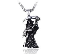HCMA Grim Reaper Scythe Skull titanio acero hombres collares colgantes Punk para novio Hip hop Rock joyería creatividad regalo