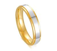 HCMA Nuevo Anillo de alianzas de Boda de Color Dorado y Plateado para Mujer, Hombre, Acero de Titanio, Anillo de Regalo para Amantes para Siempre
