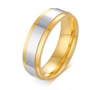 HCMA Nuevo Anillo de alianzas de Boda de Color Dorado y Plateado para Mujer, Hombre, Acero de Titanio, Anillo de Regalo para Amantes para Siempre
