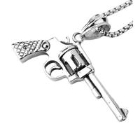 HCMA Oro Negro modelo revólver pistola hombres collares colgantes Punk para novio titanio acero Hip hop Rock joyería creatividad regalo