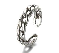 HCMA Plata 925 Vintage Twisted All-Match Apertura Gruesa Negro Plata Hombres Mujeres Anillos (16 mm)