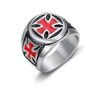 HCMA Vintage Negro y Rojo de Acero Inoxidable Rojo Armadura Escudo templario Caballero Cruzado Cruz Punk Anillo Amuleto joyería masónica Regalo