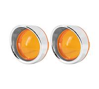 HCmotorku Cubierta para objetivo de motocicleta Bullet Amber intermitente con visera cromada apta para Harley Dyna Sportster Softail Touring Street Glide Road King 2 unidades