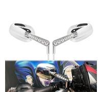 HCmotorku Espejos retrovisores universales de 8 mm para motocicleta con indicadores LED, espejos laterales con luz intermitente, para Harley Dyna 883XL Softail Touring 1982-2024, carcasa cromada