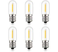 Hcnew Bombilla LED 1W E12 T16 pequeña blanca cálida 2200K mini bombilla de vela retro 1w reemplaza la bombilla de 10 vatios para lámparas de mesa nocturna 220V-240V, Paquete de 6